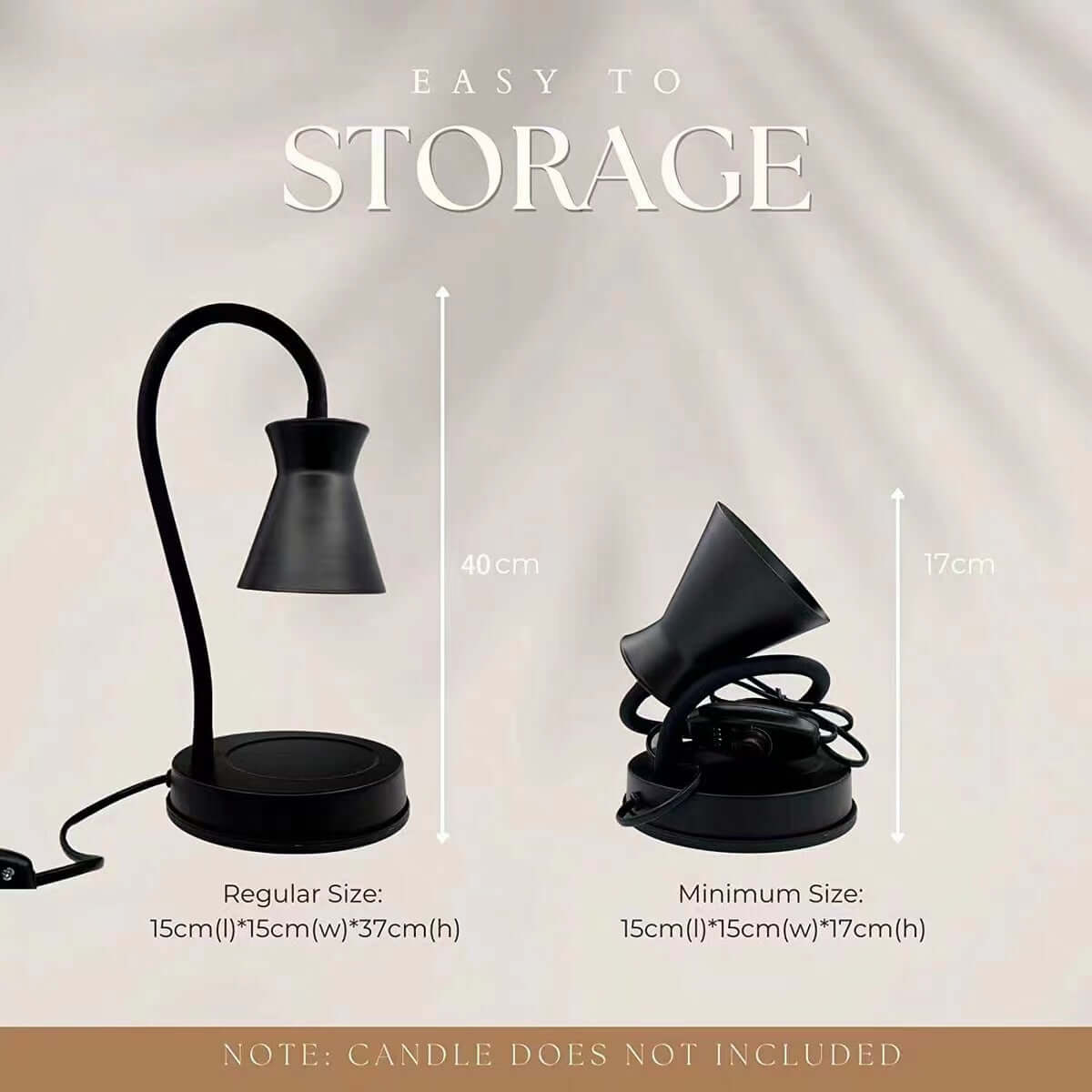 Adjustable Candle Wax Warmer - Black