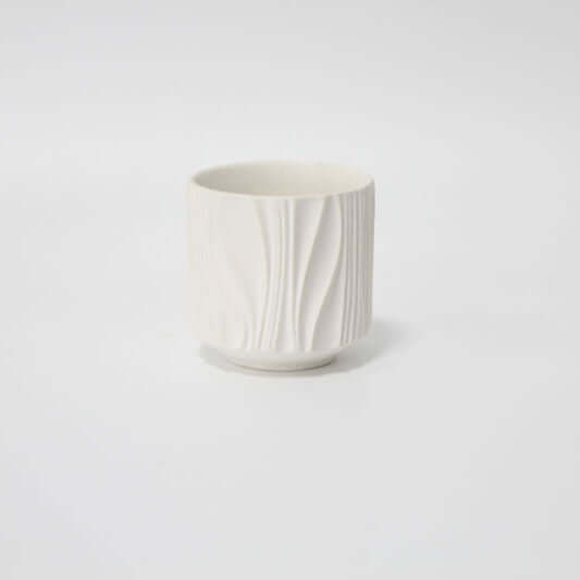 European Ceramic Embossed Candle Jar - White - With Lid - 175ml