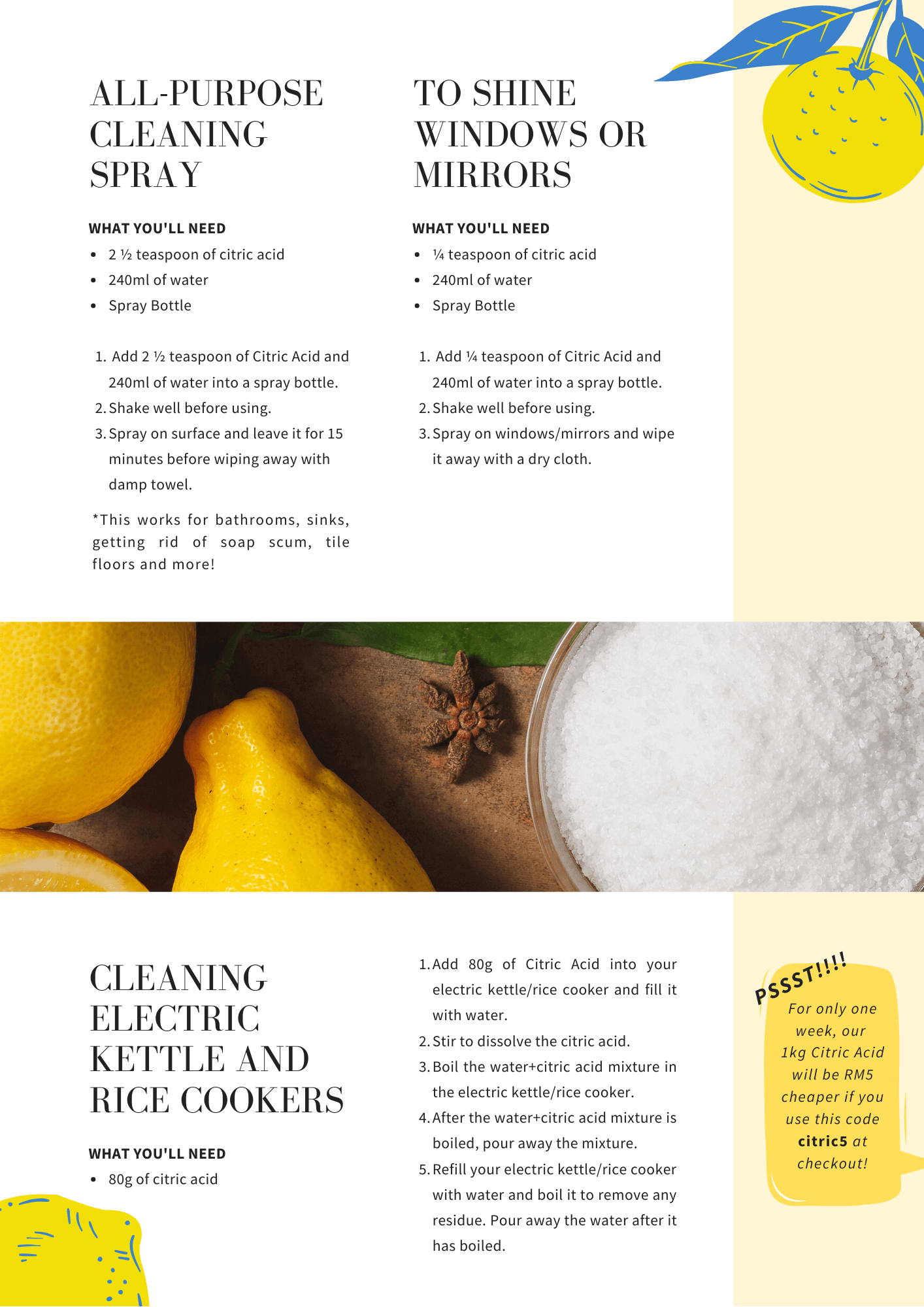 Citric Acid Anhydrous - 1kg