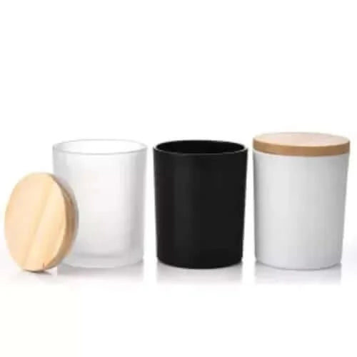 Candle Glass Jar - Clear - Wooden Lid - 8cm x 9cm (Limited Edition)