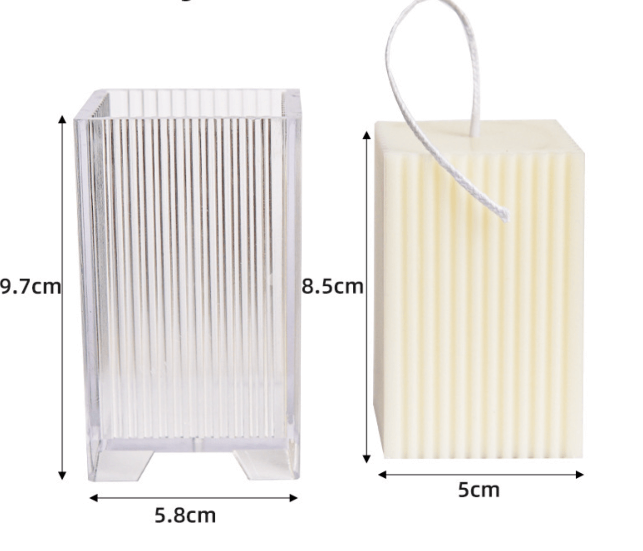 Acrylic Stripes Square Pillar Candle Mold - 5cm x 8.5cm