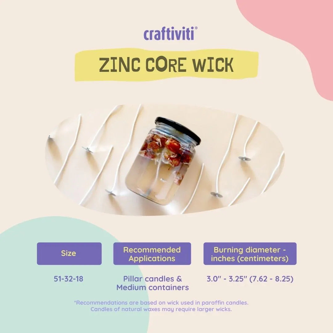 Zinc Candle Wick - 51-32-18 - 6" Inches (USA) - 10pcs