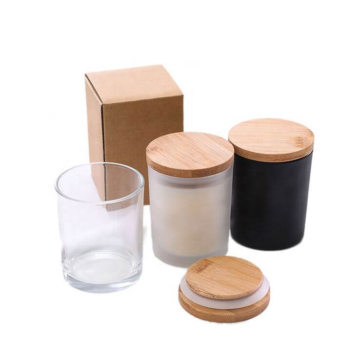 Candle Glass Jar - Clear - Wooden Lid - 8cm x 9cm (Limited Edition)