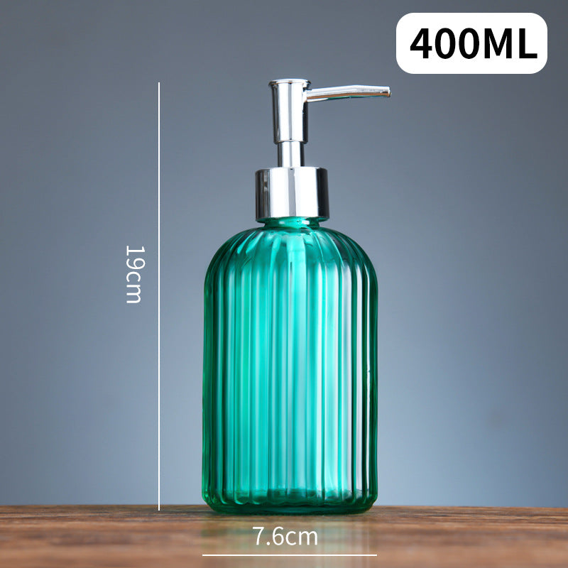 Striped Designer Glass Bottle - Green - 400ml