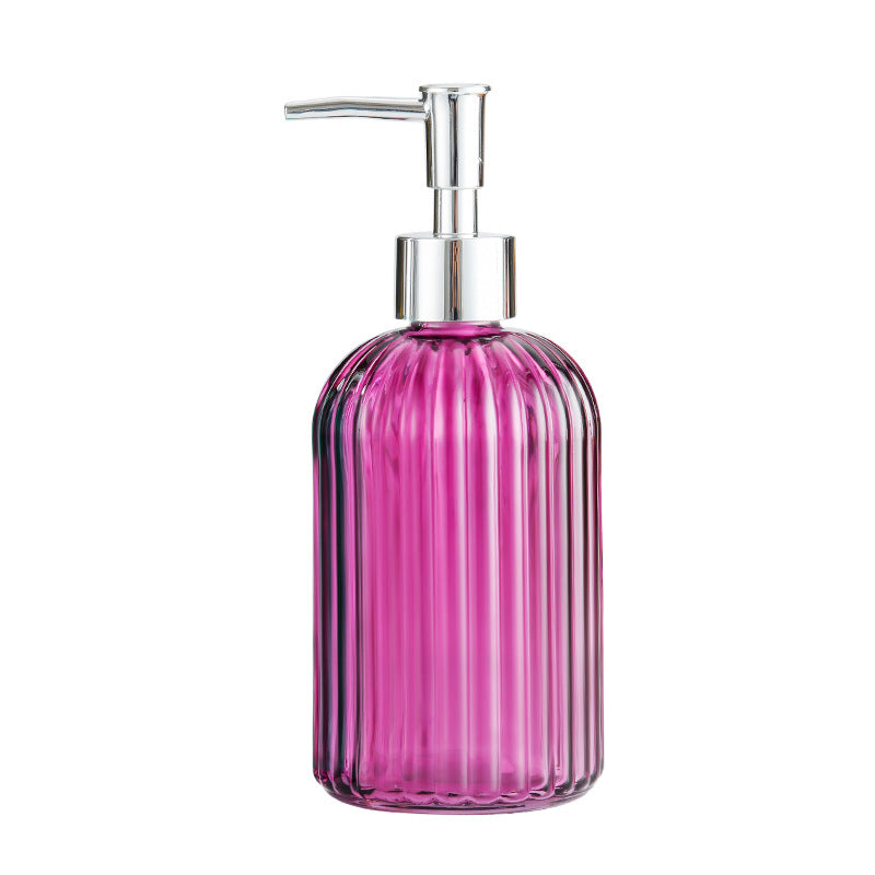Striped Designer Glass Bottle - Green - 400ml