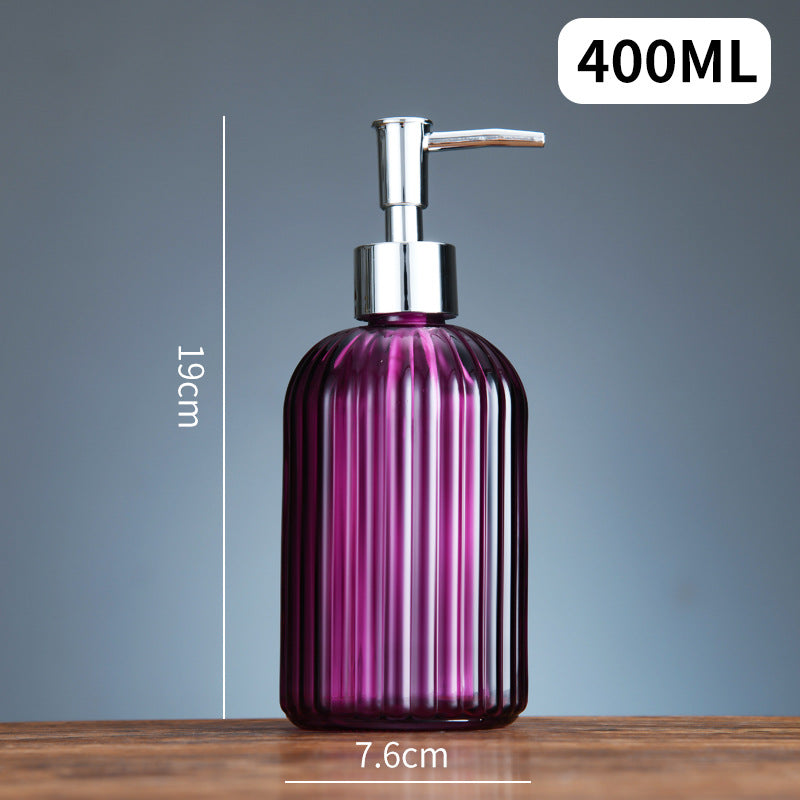Striped Designer Glass Bottle - Purple - 400ml