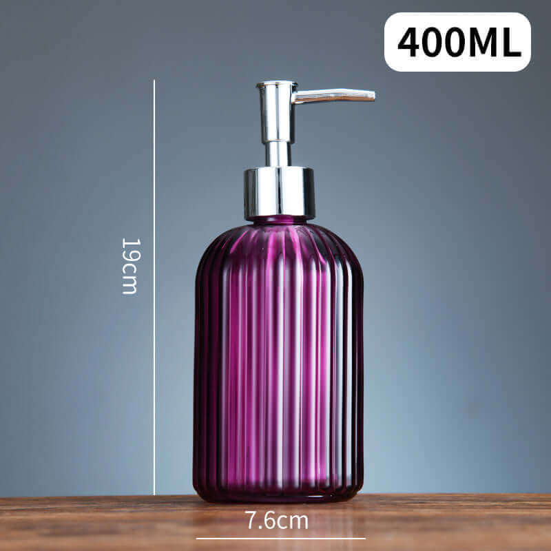 Striped Designer Glass Bottle - Green - 400ml