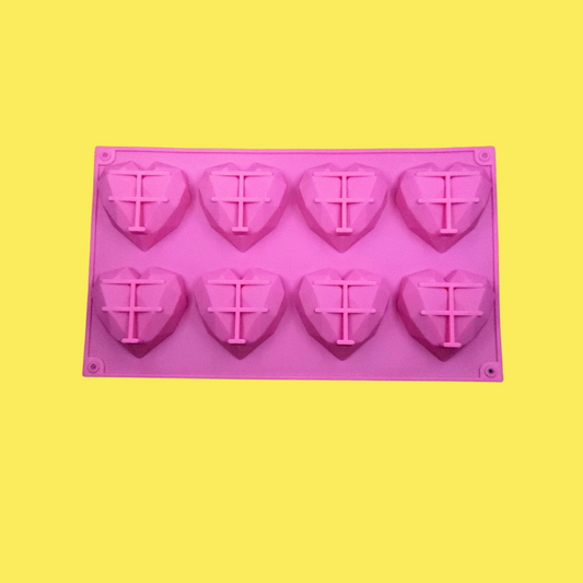 Geometric Heart Shape Silicone Mold - 8pcs