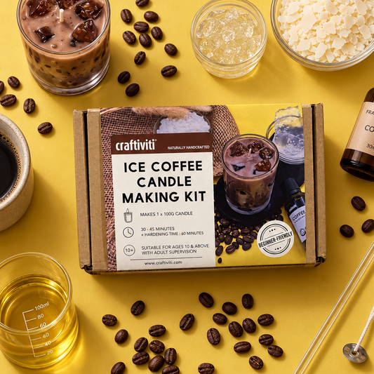 Crafti-Kit iced coffee candle making kit box packaging. Craftiviti Malaysia
