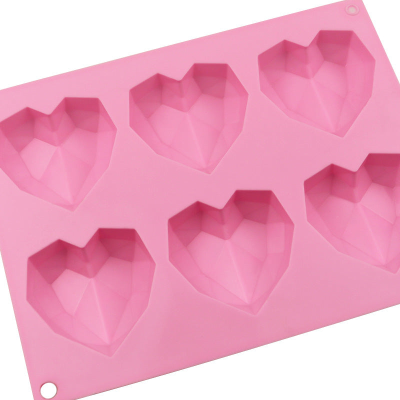 Geometric Heart Shape Silicone Mold - 6pcs