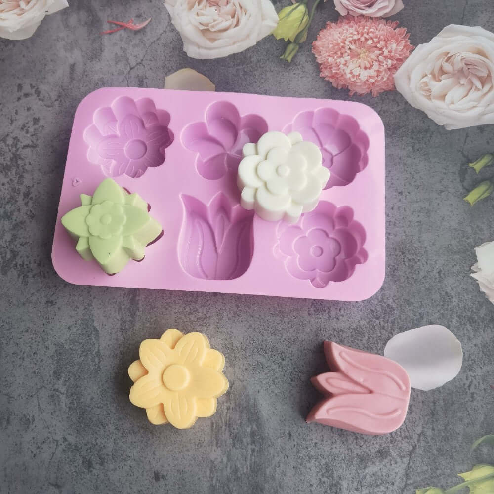 Tulip & Flowers Silicone Mold (70g) - 6 Bars