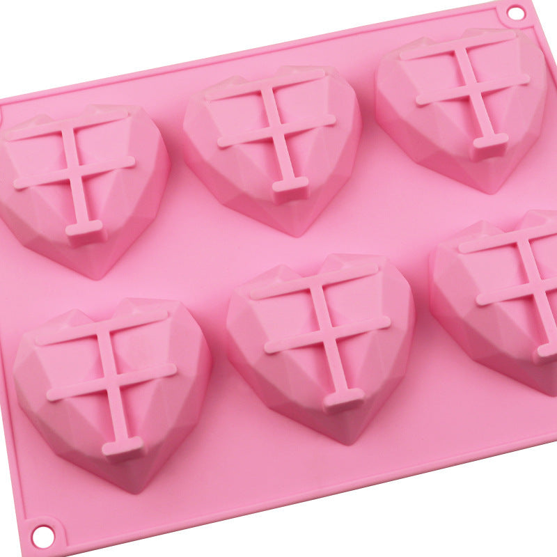 Geometric Heart Shape Silicone Mold - 6pcs