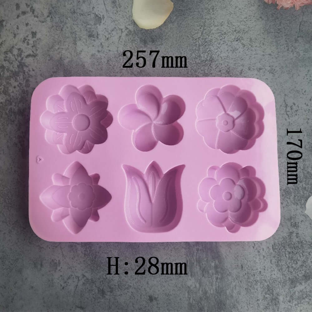 Tulip & Flowers Silicone Mold (70g) - 6 Bars