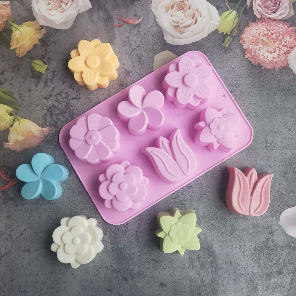 Tulip & Flowers Silicone Mold (70g) - 6 Bars