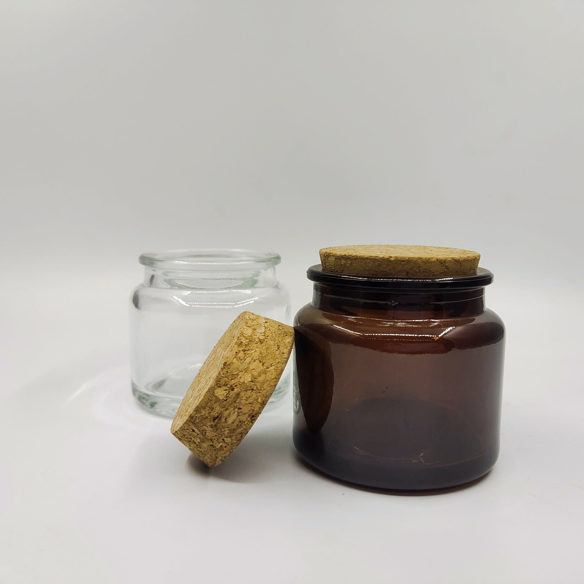 Small Amber Glass Jar with Cork - 100ml