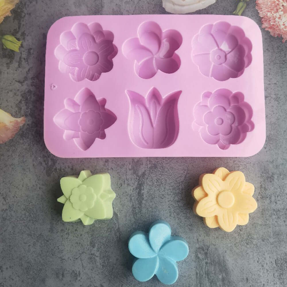 Tulip & Flowers Silicone Mold (70g) - 6 Bars