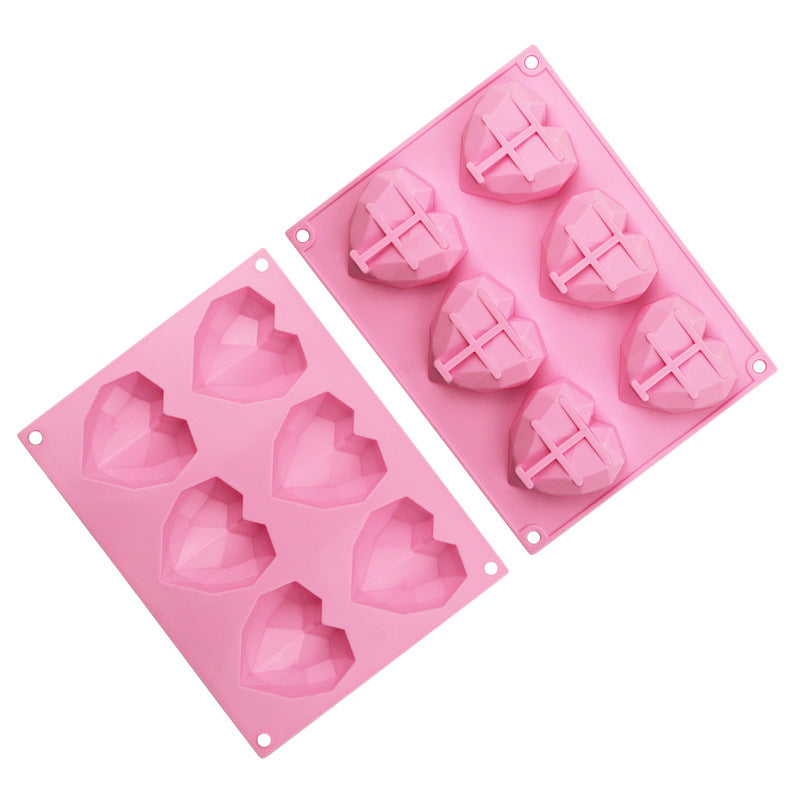 Geometric Heart Shape Silicone Mold - 6pcs