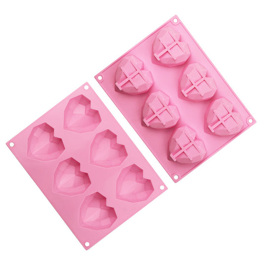 Geometric Heart Shape Silicone Mold - 6pcs