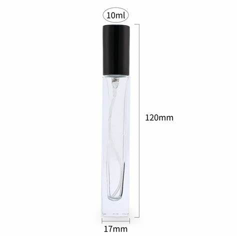 Perfume Glass Spray Bottle - 10ml (Thick) - Black Cap