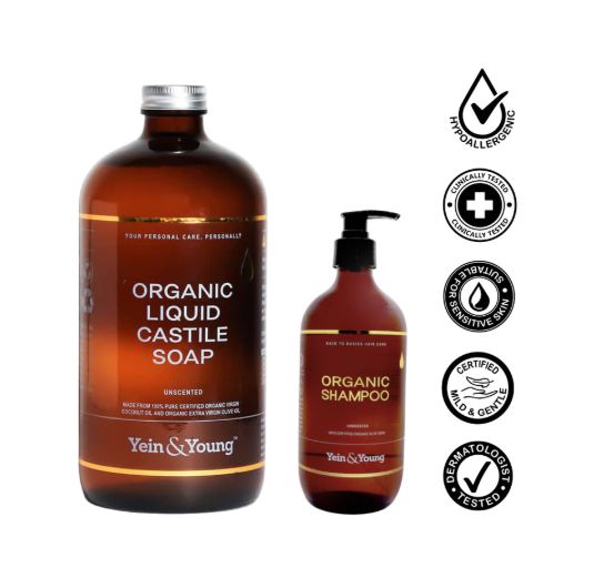 Top Seller Bundle - Organic Castile Liquid Soap & Shampoo | Yein&Young Craftiviti | HALAL Unscented Hypoallergenic