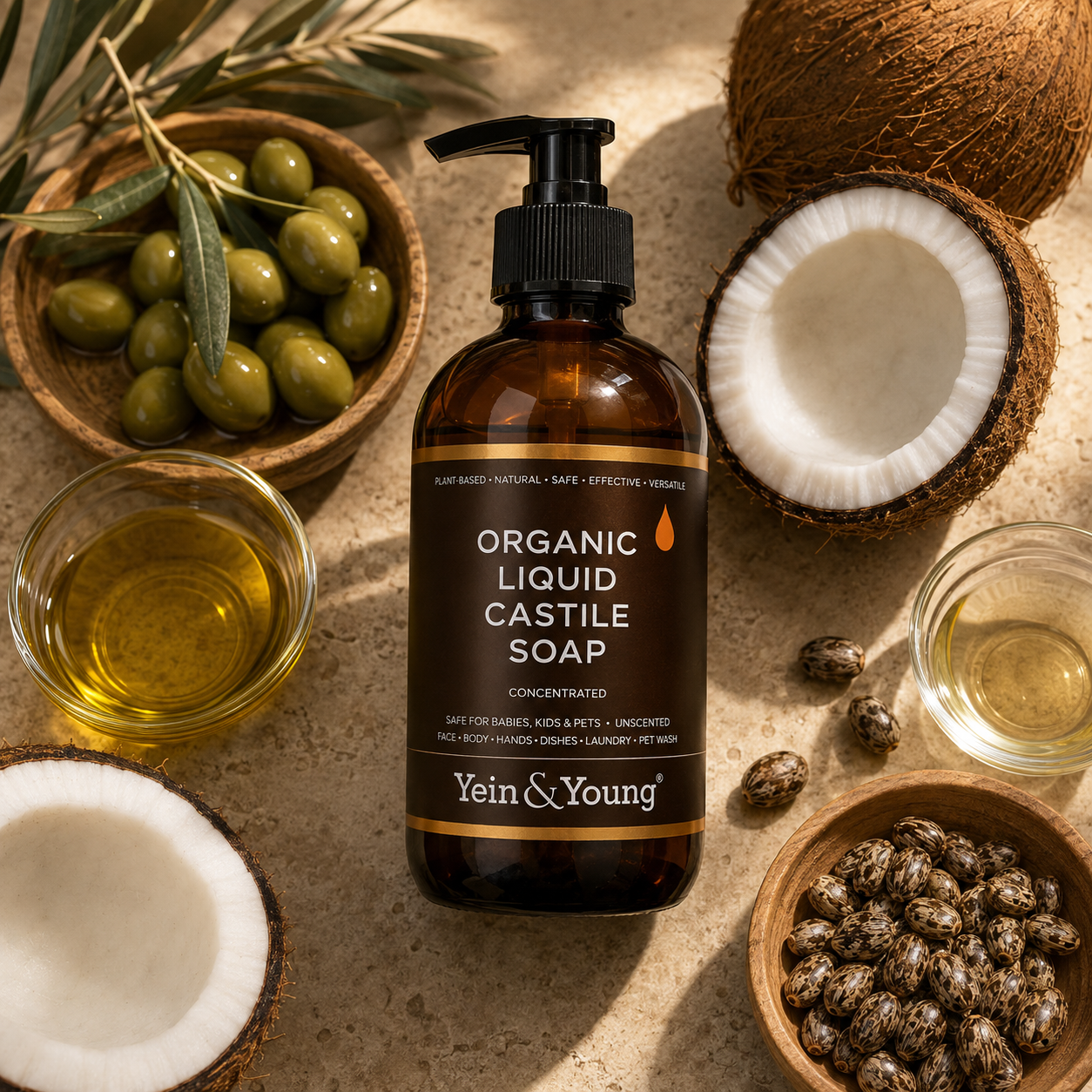 Yein&Young Organic Castile Liquid Soap - Unscented / Fragrance-Free / Halal