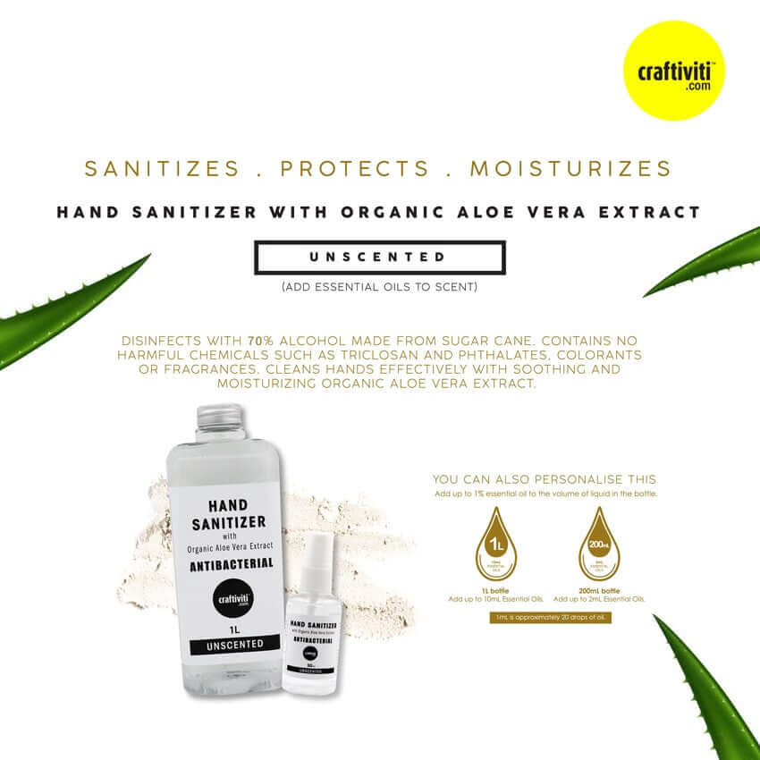 Aloe Hand Sanitizer (Antibacterial) Unscented Ingredients - Craftiviti