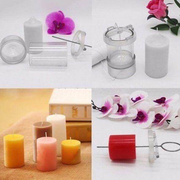 Acrylic Round Pillar Candle Mold With Metal Wick Guide