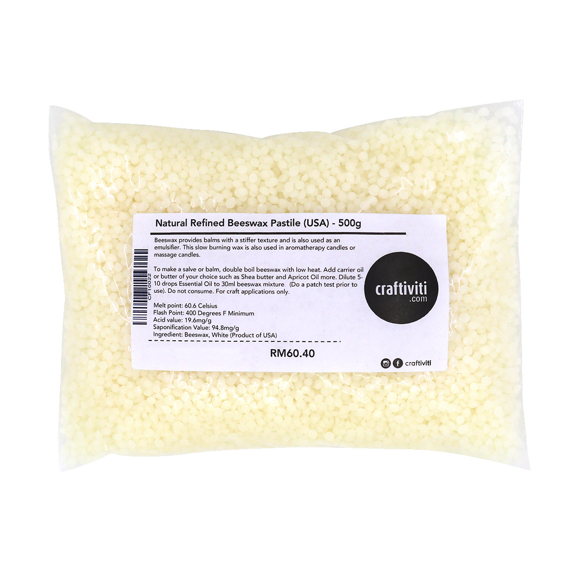 Natural Refined Beeswax Pastille (USA) Ingredients - Craftiviti