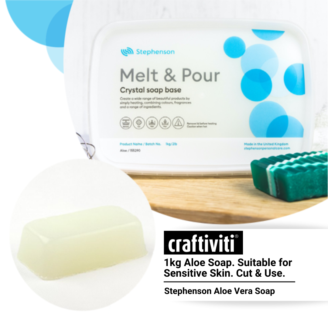 Stephenson Crystal Aloe Vera Soap Base - 1kg - Soap Making Supplies –  Craftiviti