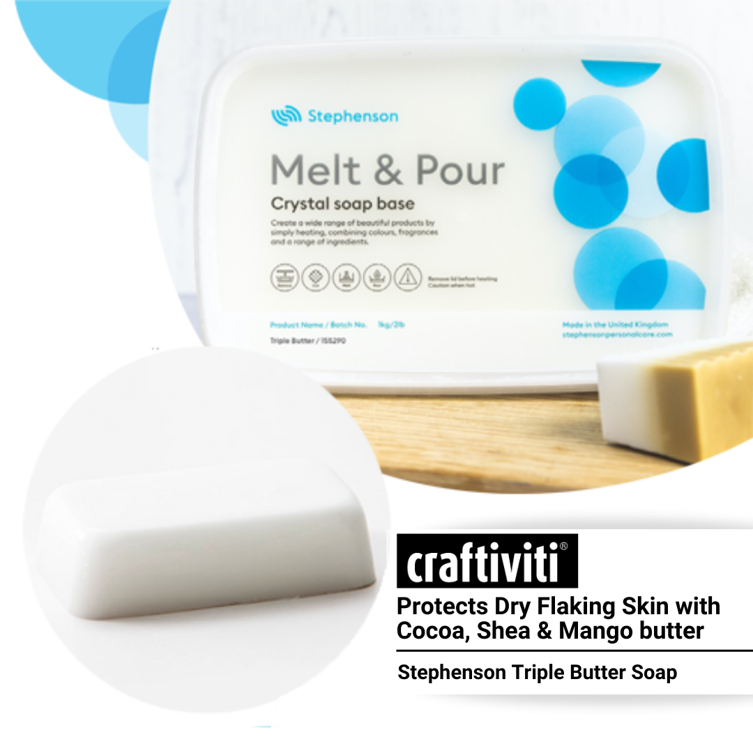 Stephenson Crystal Triple Butter Soap Base - 1kg -Soap Making Supplies Stephenson Crystal Triple Butter Soap Base - 1kg -Soap Making Supplies