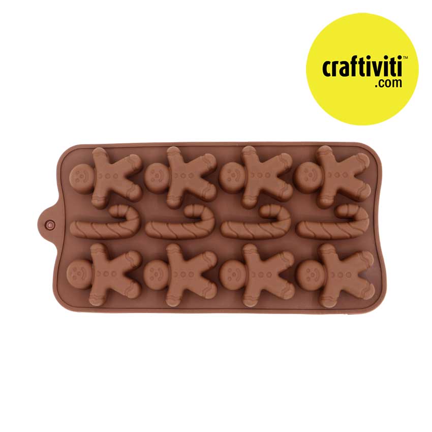 Christmas Mold Mini - Candy Cane, Gingerbread Man - 12pcs Molds - Craftiviti
